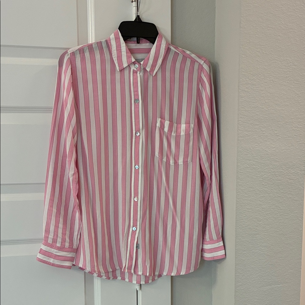 Rails Pink & White Striped Button-Up Shirt
